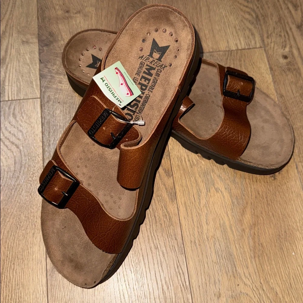 NEW MEPHISTO Men Zonder Sandal Tan Grain Leather NWT Sz 11 US / 45 EU Portugal - Picture 5 of 6